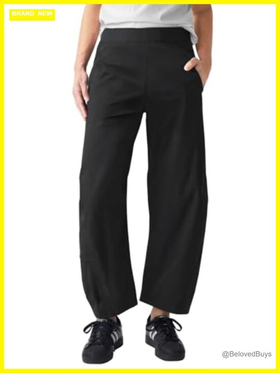 Pants - Women's Elastic Waist Ankle Pants Tapered Barrel Travel Trousers Quick Dry